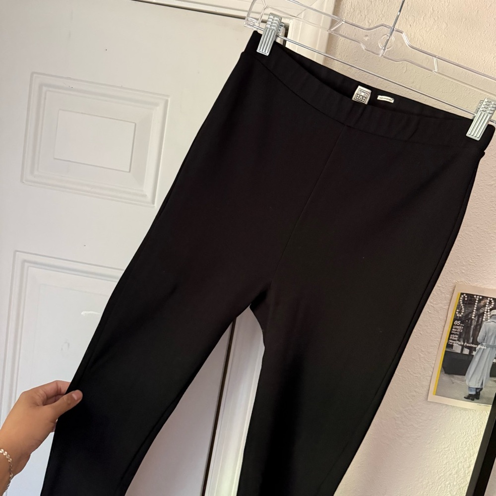 TOTEME black chunky knit stretch stretchy slim pant leggings - Picture 2 of 7